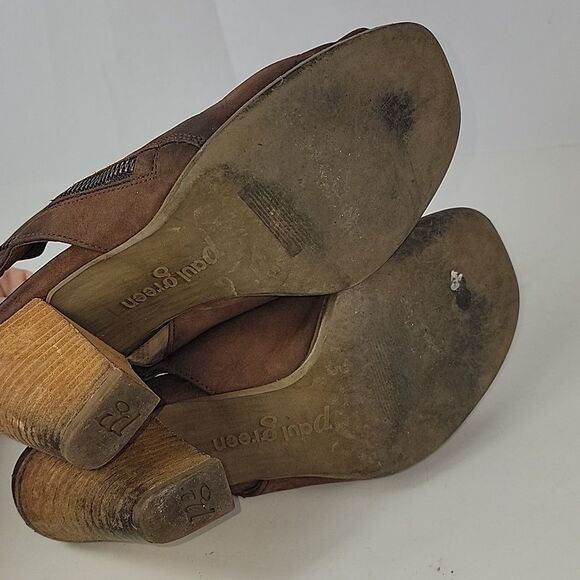 Paul Green Cayanne Peep Toe Ankle Booties Nubuck Leather Block Heel - Picture 13 of 16